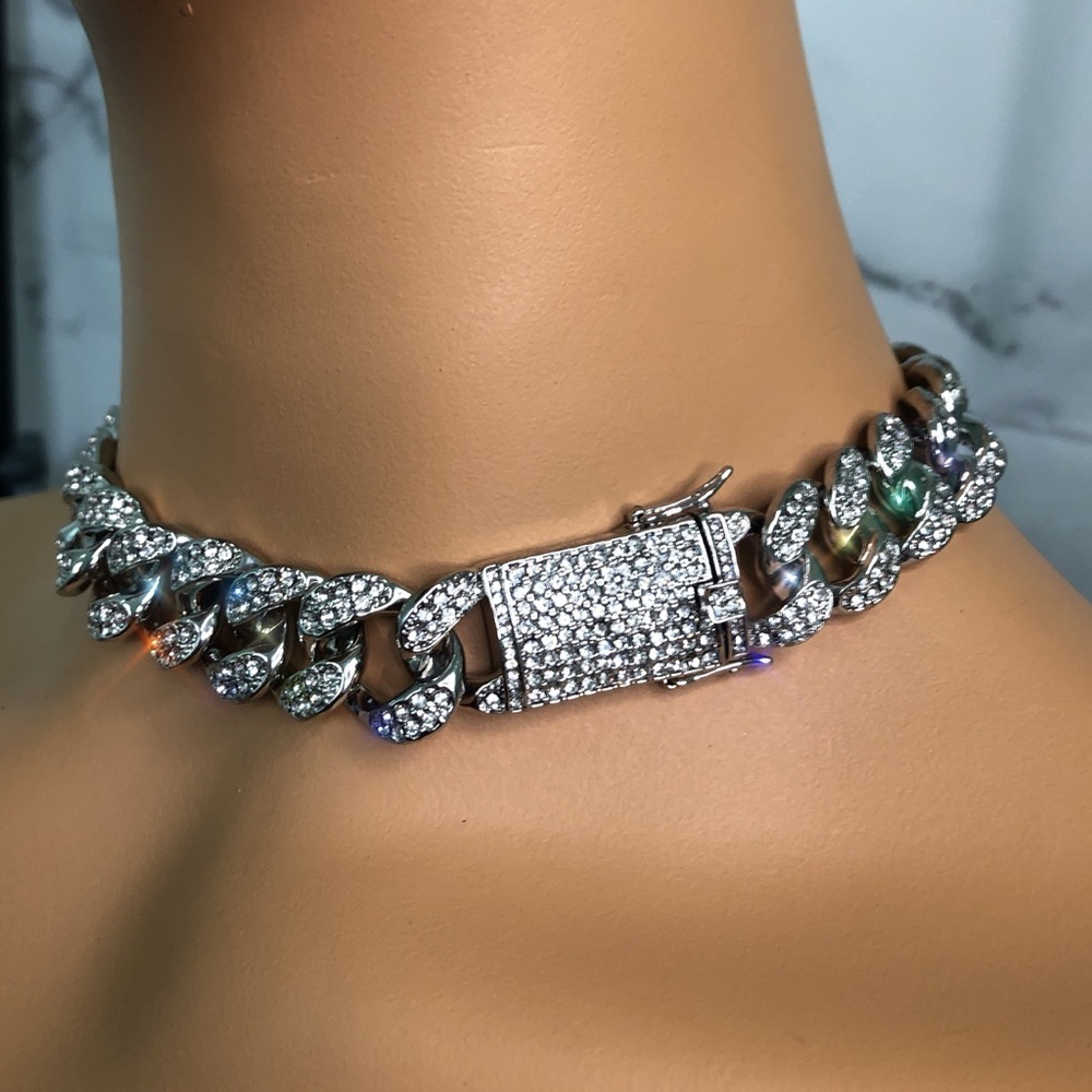 COPY - Silver women Cuban choker - Picture 3 of 8